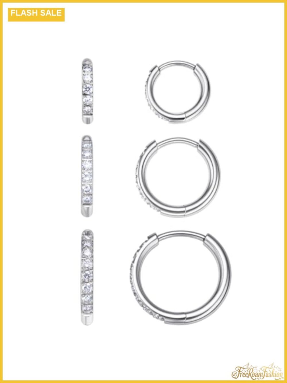 Genuine Moissanite Titanium Huggie Hoop Earrings Set for Women Hypoallergenic